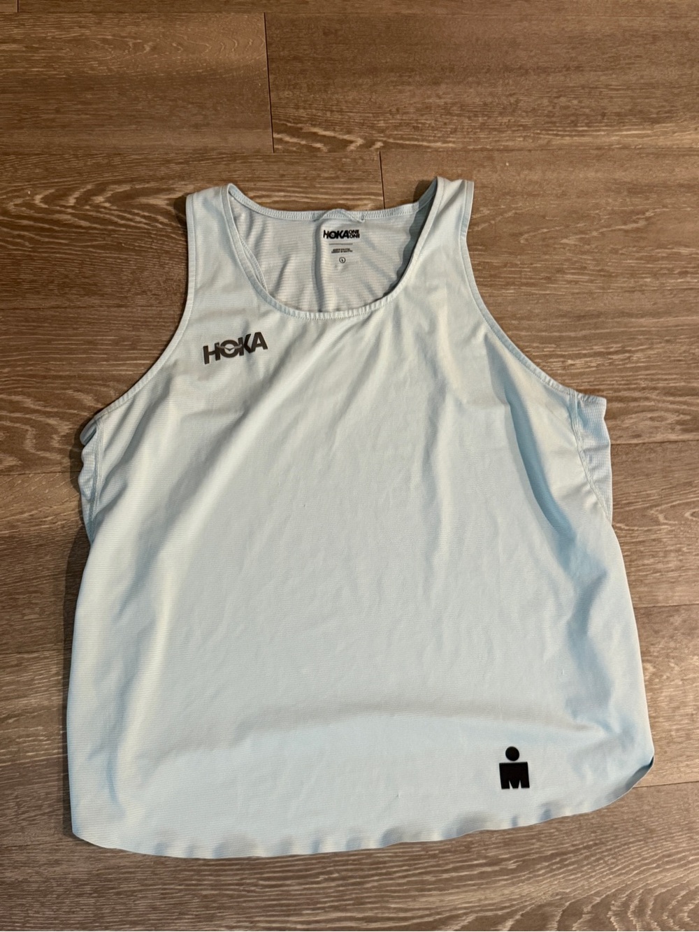 HOKA ONE ONE x IRONMAN Women’s Running Tank Singlet Light Blue Size L